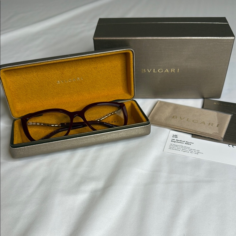 Bulgari Bordeaux (Red) Cat Eye Glasses with Sleek Design